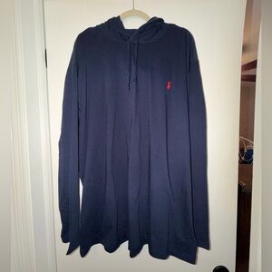 NWT! Polo by Ralph Lauren Navy Hooded Long Sleeve Shirt with Red Logo